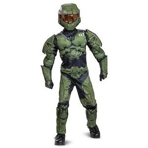 Halo Infinite Master Chief Kids Costume Size S 4-6 Muscle Padded Jumpsuit Outfit